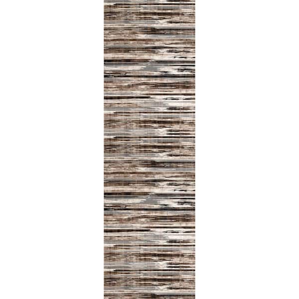 Montage Beige 2 ft. 3 in. x 10 ft. Modern Abstract Runner Rug Area Rug