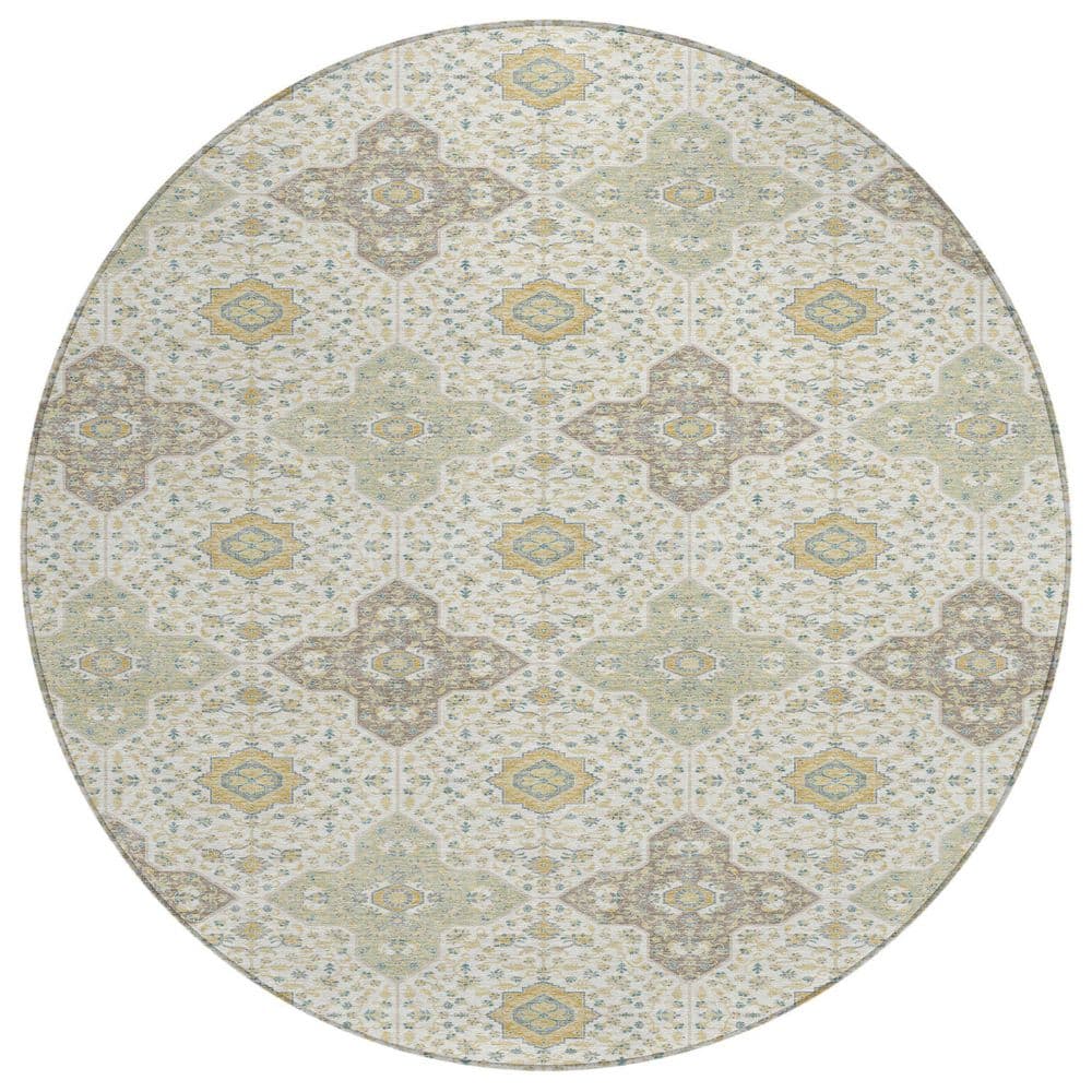 Chantille Machine Washable Indoor/Outdoor Abstract ACN2566 Ivory 8 ft. x 8 ft. Round Rug price history on PriceWatchPro