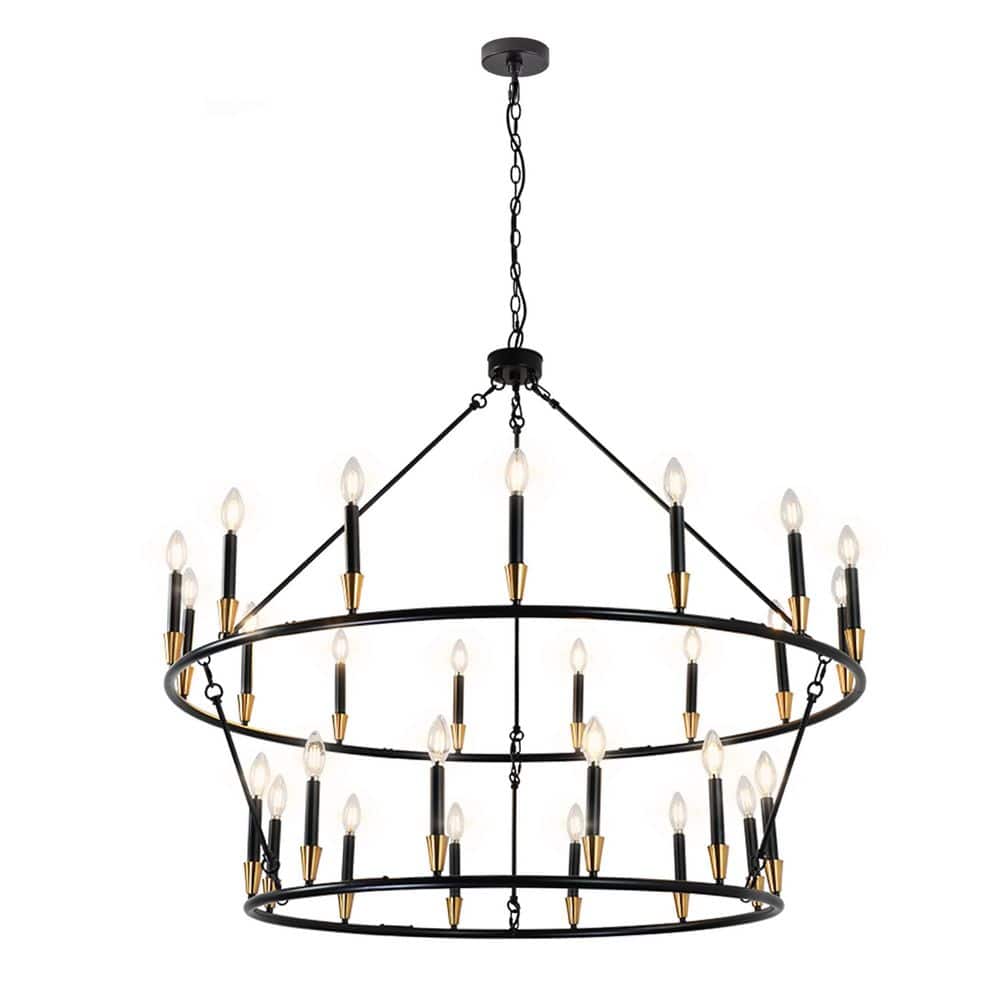 Vintage 27-Light Chandelier Black Industrial Round Chandelier for Living Room with no bulbs included price history on PriceWatchPro