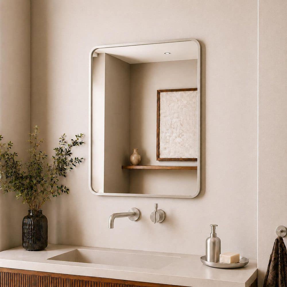 新品ピーチウッド無垢材・クロームメッキ15インチ380mmMOMOピッチ70mm TaiMei 30 in. W x 36 in. H Rectangular Framed Wall Bathroom Vanity