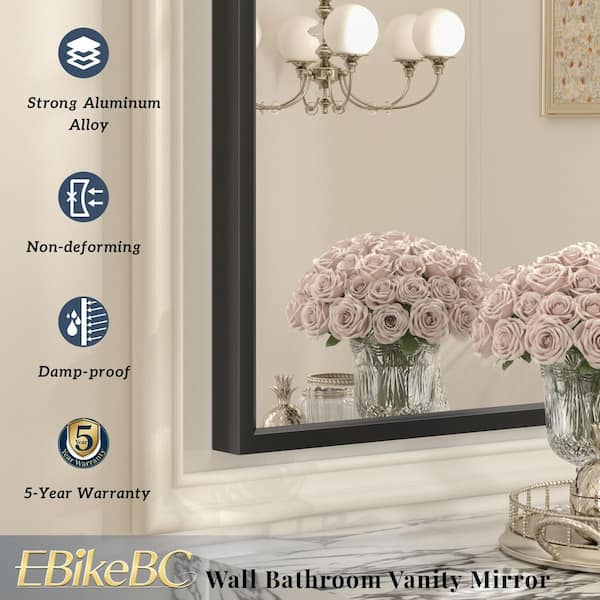 16 in. W x 24 in. H Arched Aluminum Alloy Framed French Cleat Mounted Wall Decor Bathroom Vanity Mirror in Matte Black