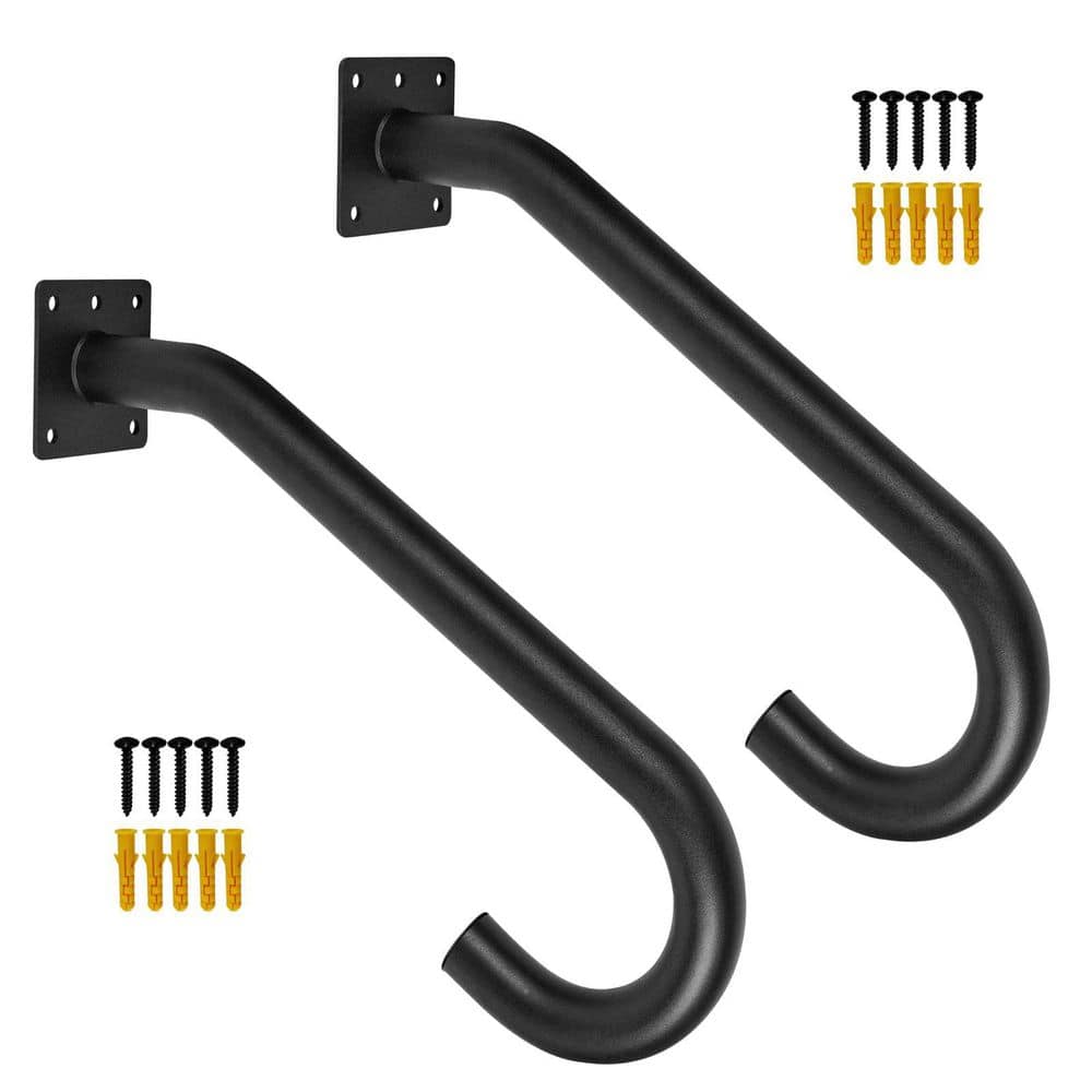 13 in. x 1.25 in. Tube Outdoor Wall Mounted U Shaped Handrail for Stairs Garage Entry, Black (2-Pack) price history on PriceWatchPro