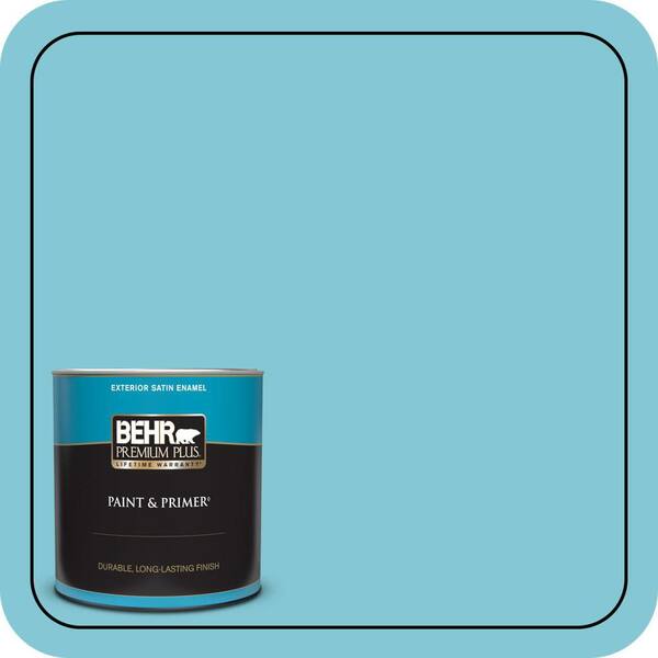 BEHR PREMIUM PLUS 1 qt. #MQ4-50 Not a Cloud in Sight Satin Enamel Exterior Paint & Primer