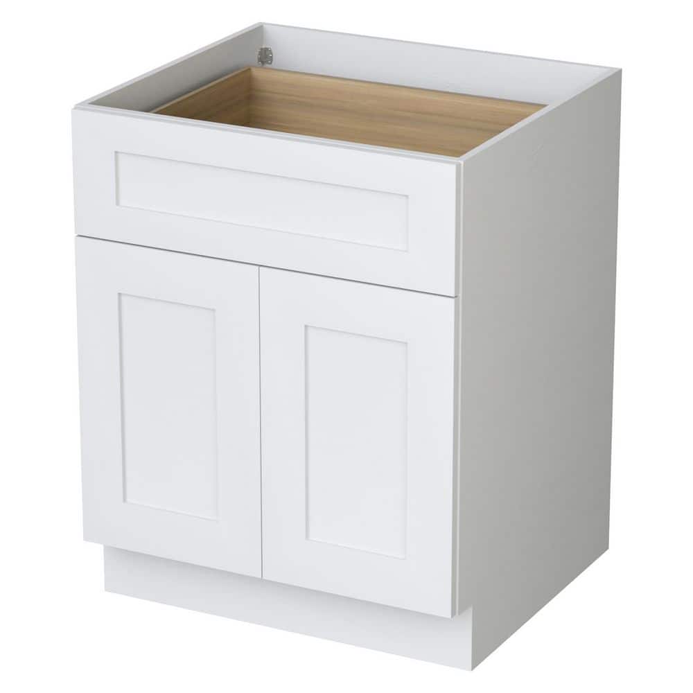 27 in. W x 24 in. D x 34.5 in. H Ready to Assemble Base Kitchen Cabinet in White with 2 Doors, 1 Drawers and 1 Shelf price history on PriceWatchPro
