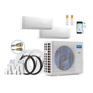 DIY 5th Gen 24,000 BTU Ductless 3 Ton 23 SEER2 Heat Pump 2 Zone Wall Mounted 6K Plus 18K w/2-6 ft. Install Kits-230-Volt