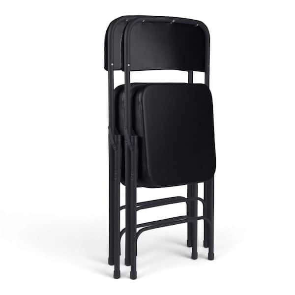 Bernadine Deluxe Vinyl Padded Folding Chair, Black, Pack of 2