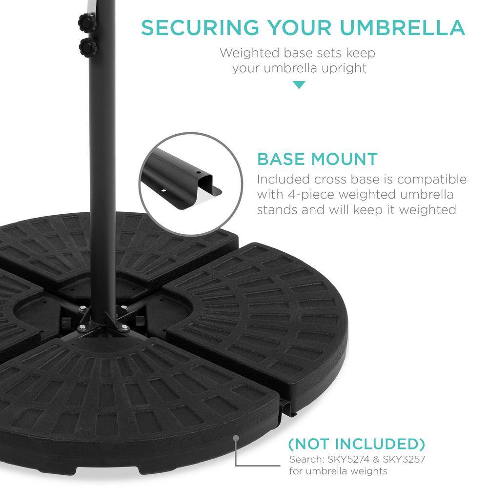 Deep Taupe 10ft Solar LED Offset Patio Umbrella with Adjustable Tilt