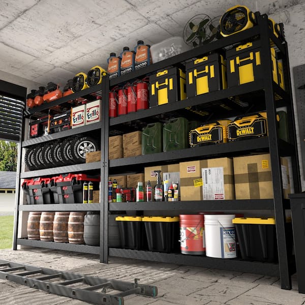 5-Shelf Heavy Duty Metal Garage Storage Shelving Unit in Black (84 in. H x 72 in. W x 24 in.D)