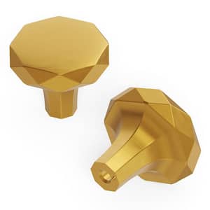 Karat Collection Knob 1-1/4 in. Dia Brushed Golden Brass Finish Modern Zinc Cabinet Knob (1-Pack)