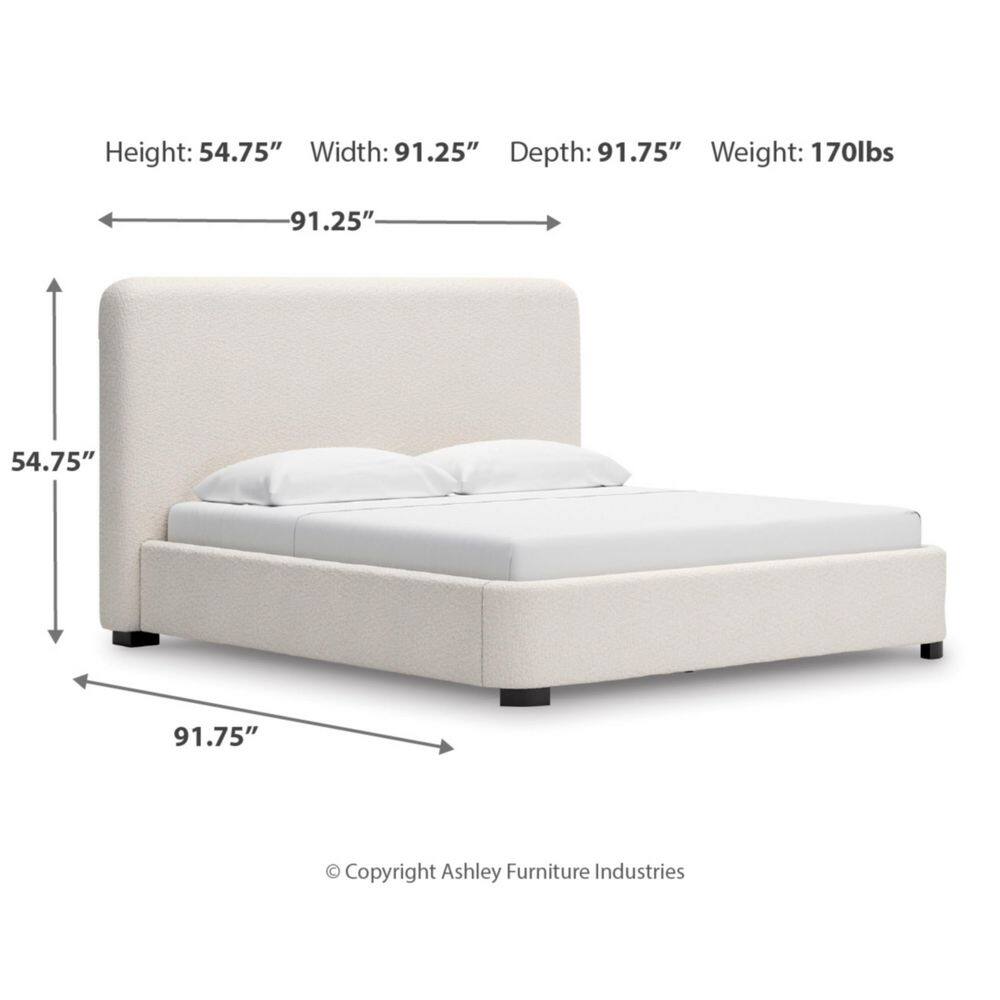 Brandinlane Beige Wood Frame King Panel Bed with Upholstered Design - thumbnail 8