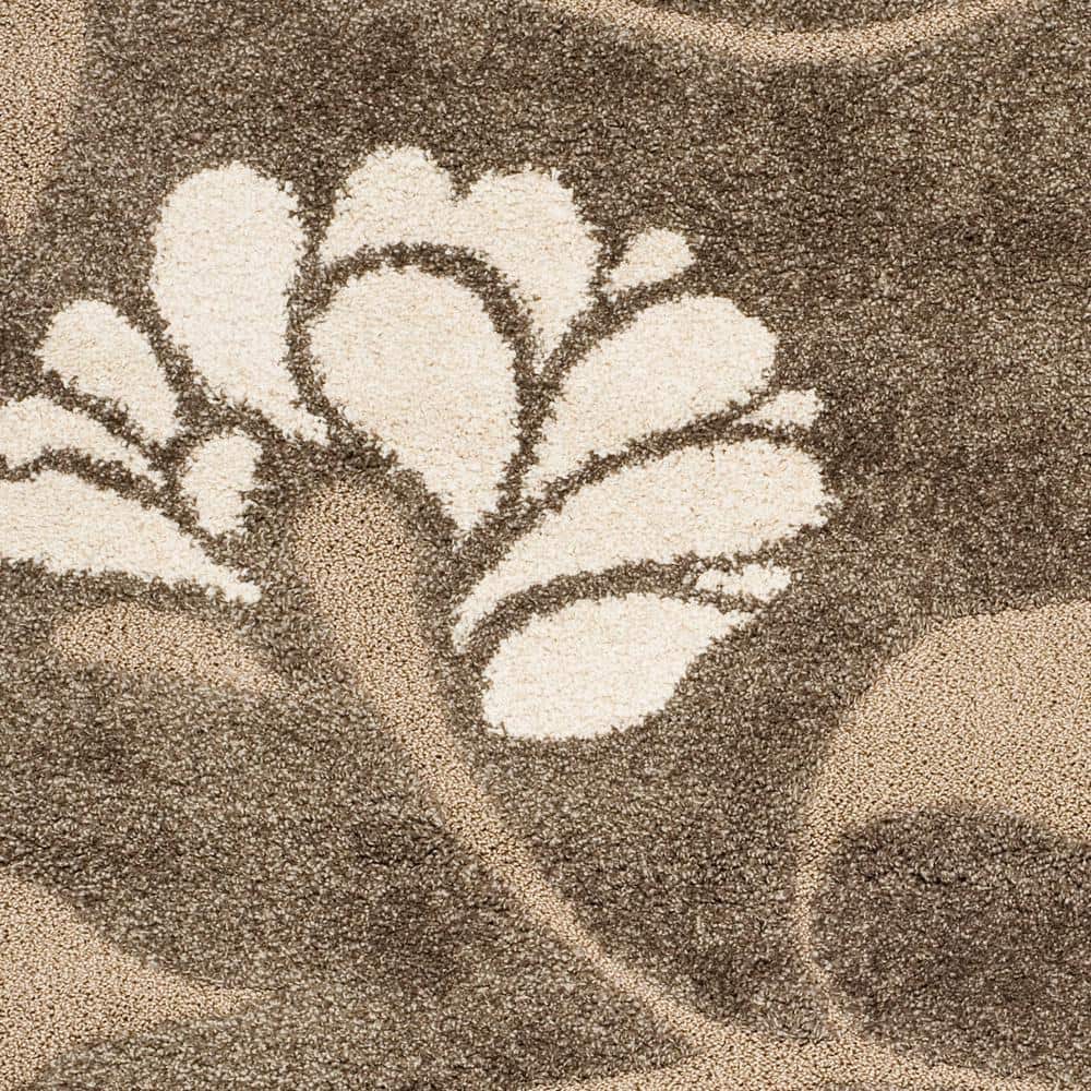Elegant Smoke and Beige Floral Shag Rug, Hand-Knotted 2'3" x 4'