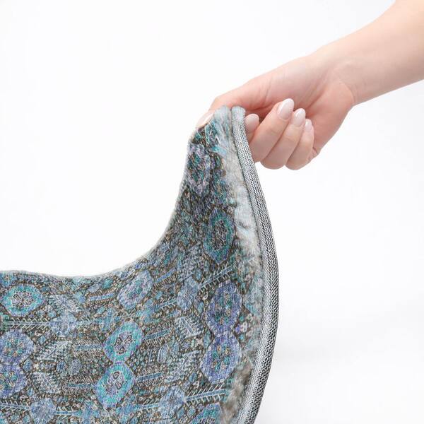 Dream Shag Premium Machine Washable Abstract ADS574 Teal 2 ft. x 7 ft. Runner Rug