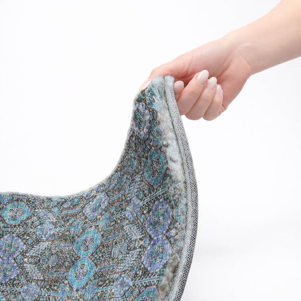 Dream Shag Premium Machine Washable Abstract ADS574 Teal 8 ft. x 10 ft. Area Rug