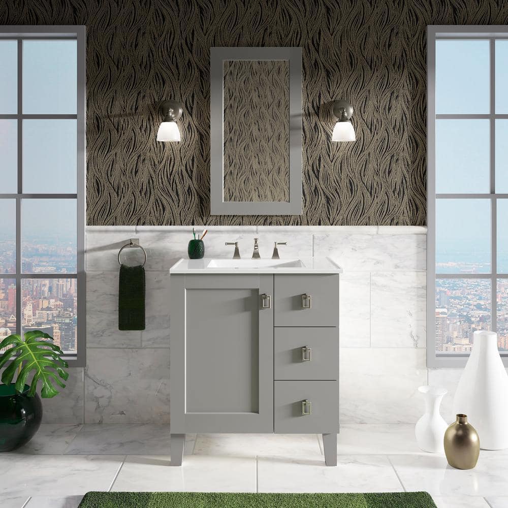 Mohair Grey 30" Freestanding Vanity with Chrome Hardware