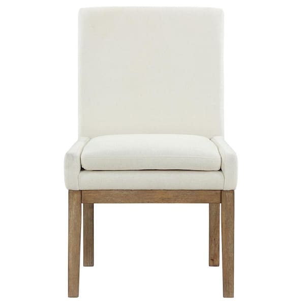 Steve Silver Aubrey Brown Frame with Eggshell Polyester Upholstered Arm Chair (Set of 2)