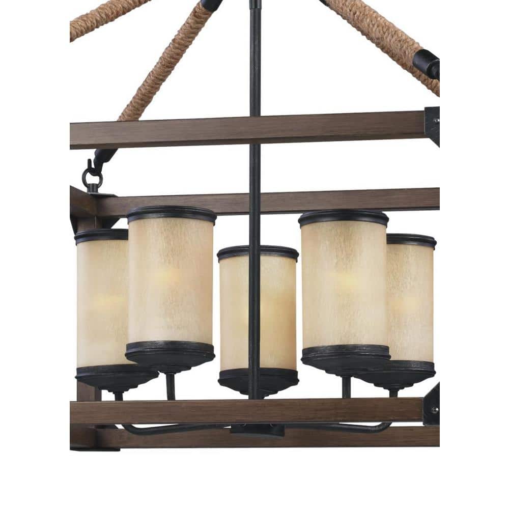 Stardust Finish 5-Light Chandelier with Creme Parchment Glass Shades
