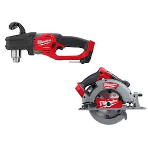 M18 FUEL GEN II 18V Lithium-Ion Brushless Cordless 1/2 in. Hole Hawg Right Angle Drill w/7-1/4 in. Circular Saw