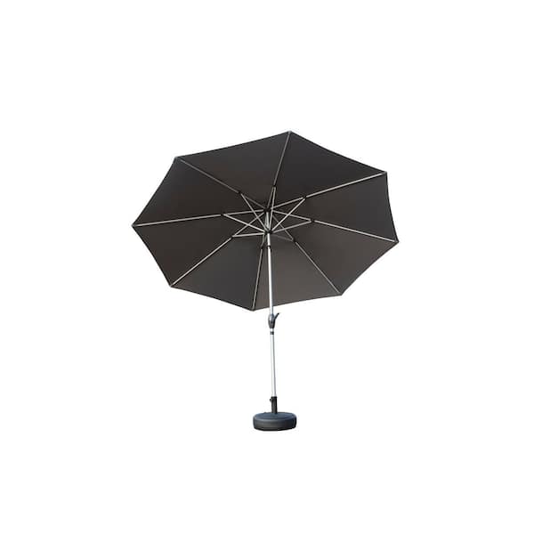 Cesicia 10 ft. Steel Outdoor 8-Rib Market Patio Umbrella in Gray with Push Button Tilt and Crank(Base Not Included)