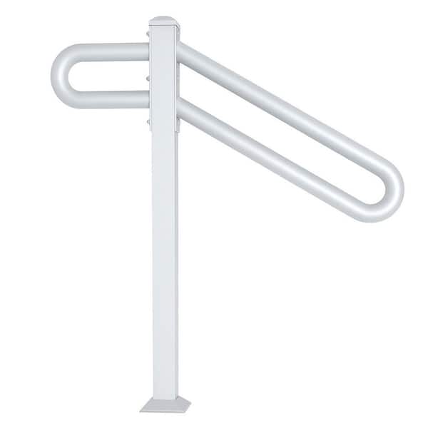 28-8.5 in. L x 35.5 in. H Wrought Iron Handrails Outdoor 1-3 Steps Metal Stair Railing Garage Porch White