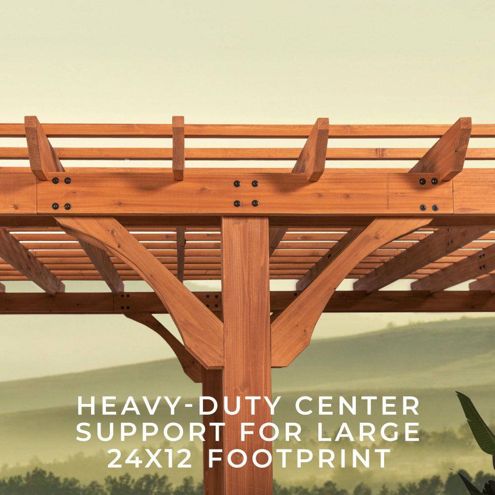 Beaumont 24' x 12' Cedar Wood Patio Pergola with Trellis Roof