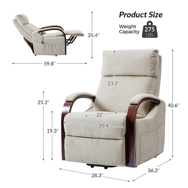 JAYDEN CREATION Nina Linen Power Recliner with Wired