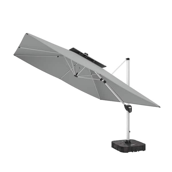 Clihome 11FT Patio Umbrella Outdoor Square Double Top Umbrella in Gray (with Base)