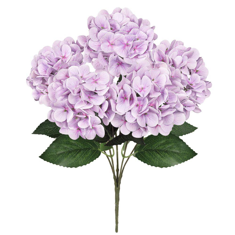 18 in. Light Lilac Purple Natural Touch Artificial Hydrangea Flower Stem Bush Bouquet (Set of 2) price history on PriceWatchPro