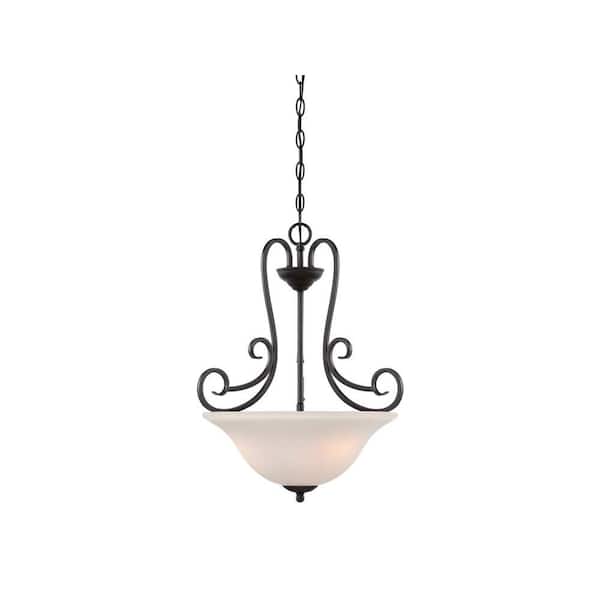 Designers Fountain Addison 3-Light Oil Rubbed Bronze Chandelier with Frosted Glass Shades For Dining Rooms