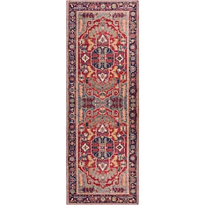 Francisco Bright Red/Navy 2 ft. 6 in. x 7 ft. 6 in. Area Rug