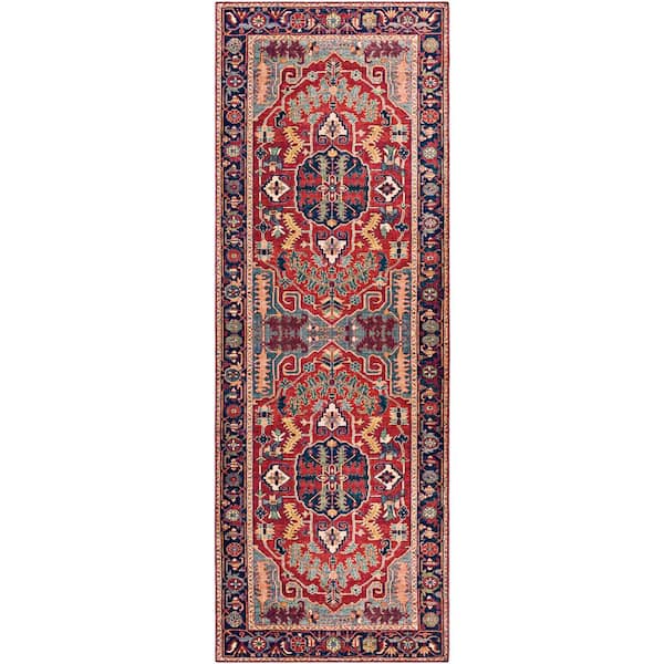 Livabliss Francisco Bright Red/Navy 2 ft. 6 in. x 7 ft. 6 in. Area Rug