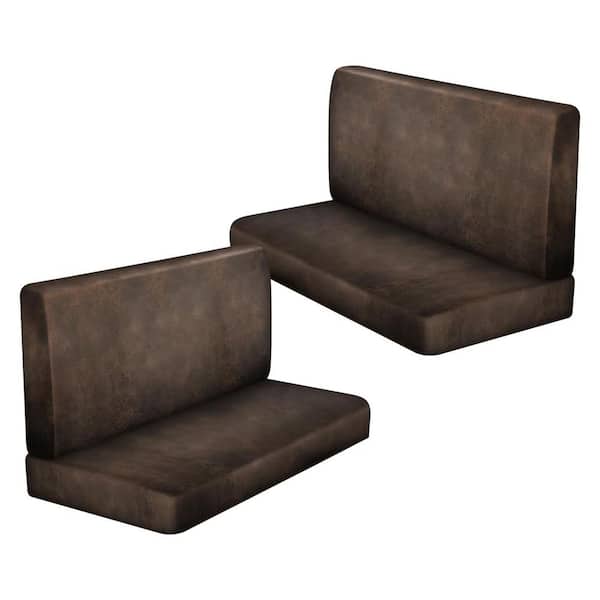 39-50 in. RV Dinette Cushion Covers Set-2 Seat and 2-Backrest Covers, Leather-Like Fabric, Stretch Fit for Camper Sofa