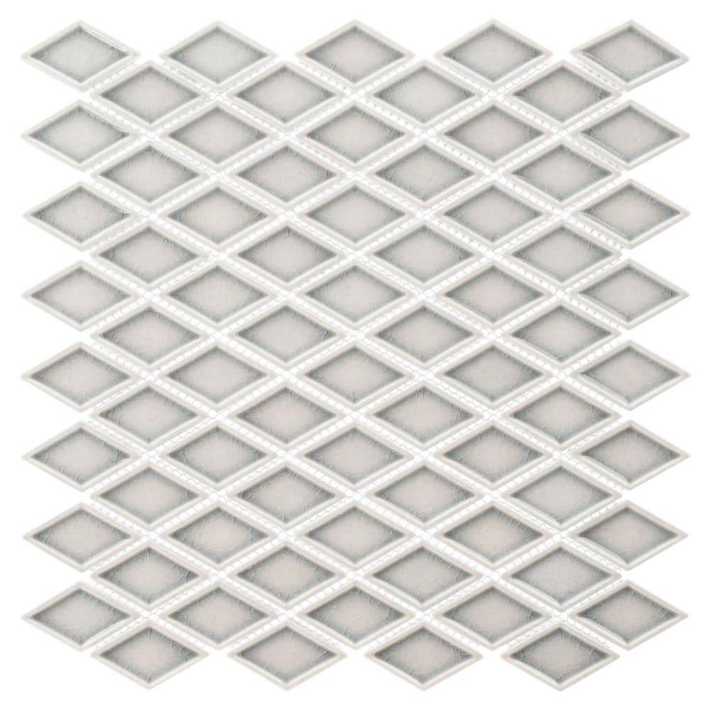 Auvene Kerre Grey 11 in. x 12 in. Diamond Upcycled Polished Glass Mosaic Wa
