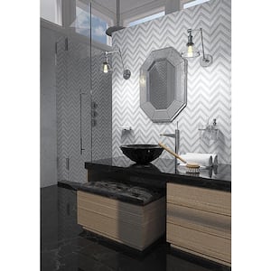 Gray and White 11 in. x 11.8 in. Chevron Carrara Polished Marble Mosaic Tile (4.51 sq. ft./Case)