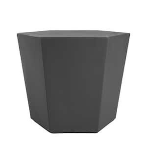 24 in. Dark Gray Hexagon Magnesium Oxide Concrete Outdoor Patio Coffee Table, Side Table
