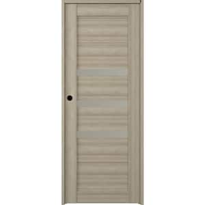 Rita 32 in. x 96 in. Left-Hand 3-Lite Frosted Glass Solid Core Shambor Wood Composite Single Prehung Interior Door