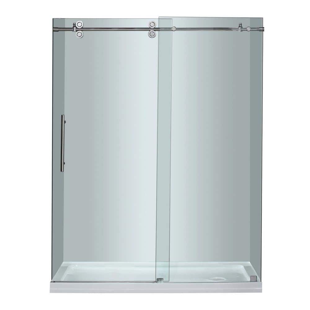 Langham 60" Frameless Sliding Shower Door with Chrome Finish