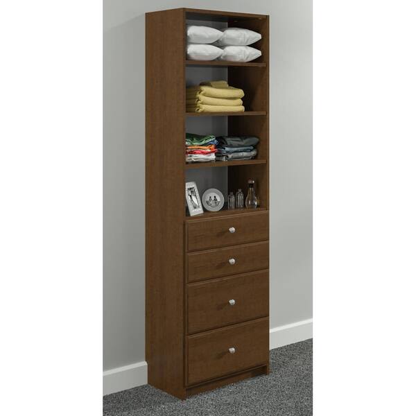 SimplyNeu 84 in. H x 24 in. W Cognac Cherry Drawer and Shelving Tower Kit