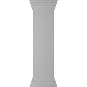 Plain 48 in. x 12 in. White Box Newel Post, Peaked Capital and Base Trim (Installation Kit Included)