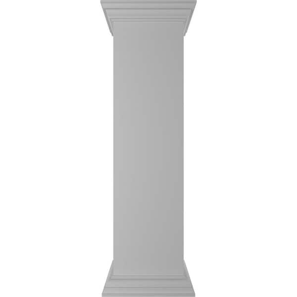 Ekena Millwork Plain 48 in. x 12 in. White Box Newel Post, Peaked Capital and Base Trim (Installation Kit Included)