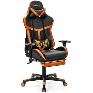 Orange Metal Reclining Gaming Chairs with Arms