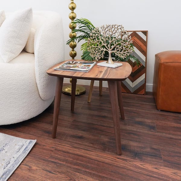 Ashcroft Furniture Co Karlee 19.7 in. Walnut Square Solid Wood End Table, Side Table