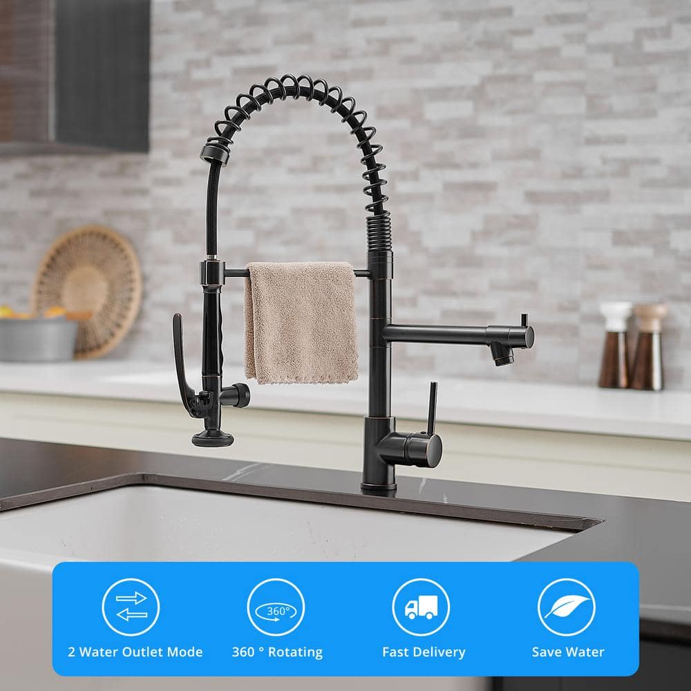 Oil Rubbed Bronze Pull-Down Kitchen Faucet with Spray
