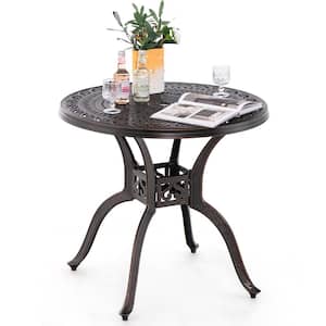 31.5 in. Round Metal Outdoor Dining Table with 2" Umbrella Hole