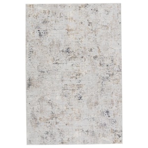Shah Power-Loomed Light Gray/Gold 9 ft. 2 in. x 11 ft. 9 in. Abstract Rectangle Area Rug