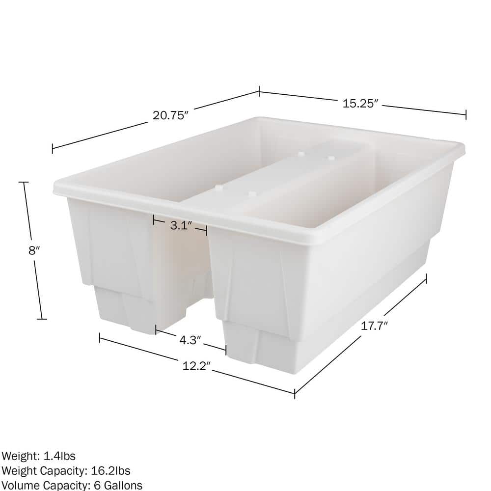 White Plastic Rectangular Railing Planter Box with Drainage Insert