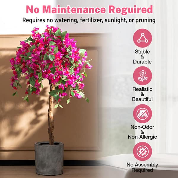 1/2 Pieces 95cm Artificial Camellia Tree With Flowers And Rain Flower Pebbles Yellow 2 Pieces