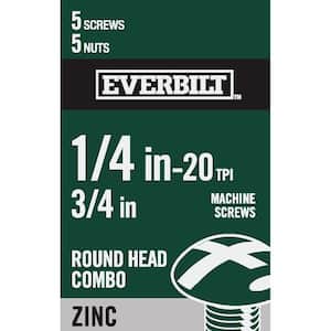 1/4 in.-20 x 3/4 in. Zinc Plated Combo Round Head Machine Screw (5-Pack)