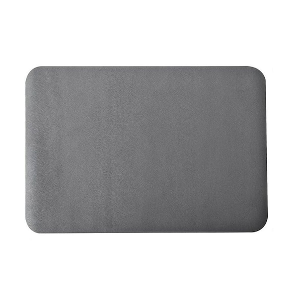 12 in. x 19 in.  Dish Drying Microfiber Mat w NonSlip Rubber Backing Super Absorbent Easy Clean for Kitchen Counter Grey