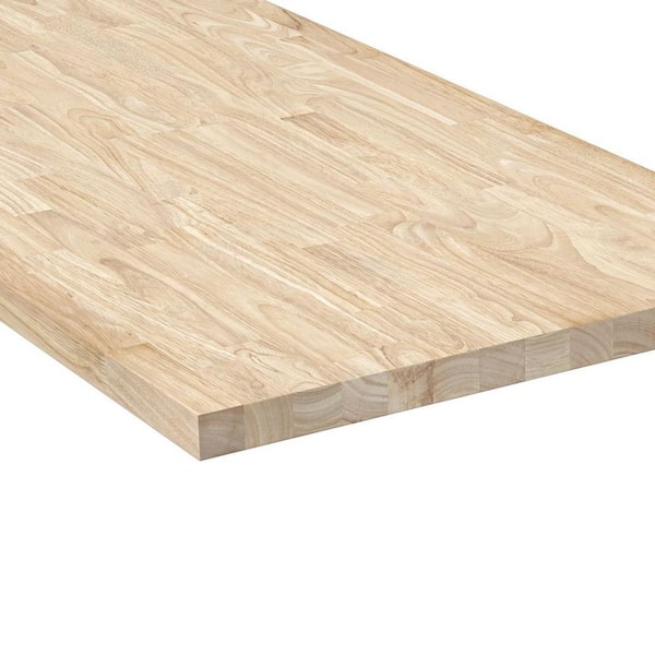 HARDWOOD REFLECTIONS 4 ft. L x 30 in. D Unfinished Hevea Solid Wood Butcher Block Desktop Countertop with Square Edge