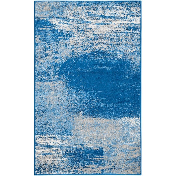 SAFAVIEH Adirondack Silver/Blue Doormat 3 ft. x 5 ft. Solid Area Rug